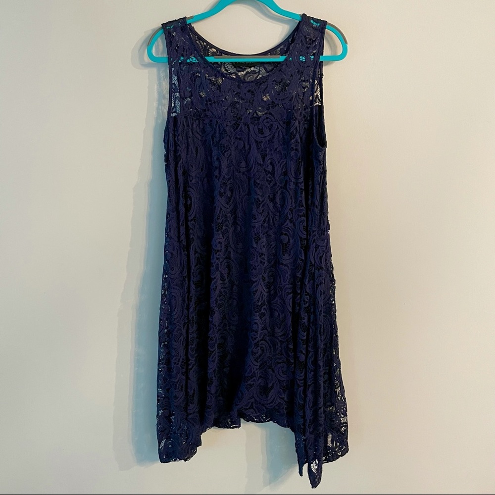 LACE OVERLAY SHARK BITE DRESS - 14/16